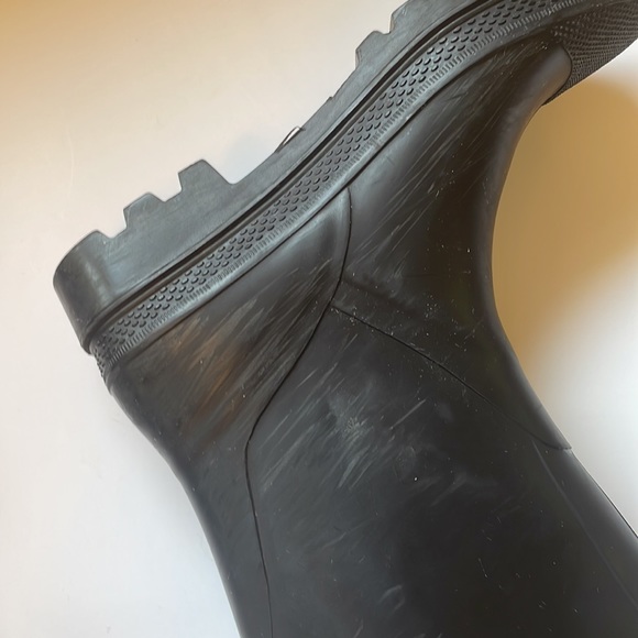 Burberry Black Rubber Knit Top Nova Check Rain Boot Women Sz 9 Made in ITALY - Picture 7 of 16